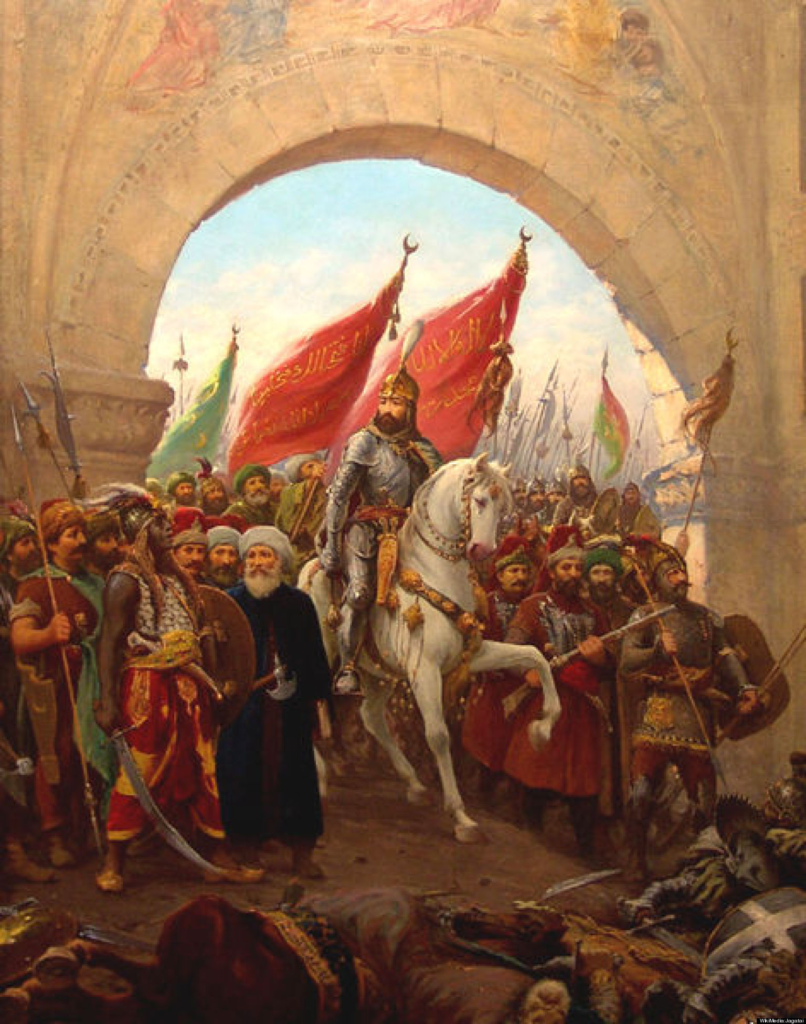 Sultan Mehmed victoriously marching into the great city of Constantinople